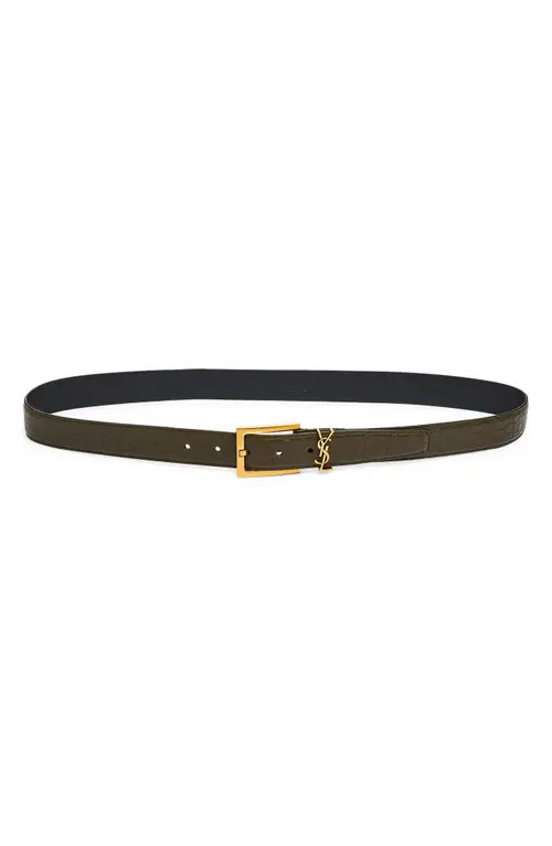 Saint Laurent Cassandre Logo Belt in 3212-Light Musk at Nordstrom, Size 80 | Nordstrom