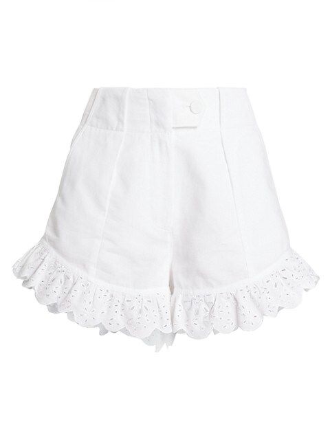 Eyelet Linen-Blend Shorts | Saks Fifth Avenue