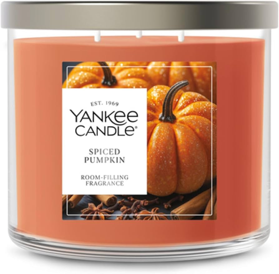 Yankee Candle Spiced Pumpkin Scented Candle, 14.5oz 3-Wick | Amazon (US)