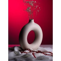 Home Decor White Modern Flower Vase, Birthday Gift, Donut Minimalist Decor, Boho Dining Room Wedding | Etsy (US)