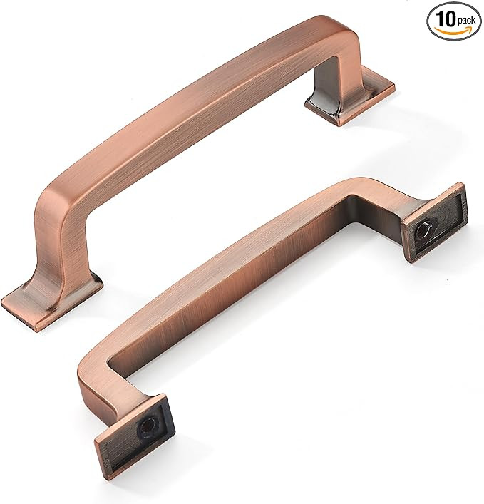 khtumeware 10 Pack 3-3/4 Inch Kitchen Cabinet Handles Brushed Antique Copper Cabinet Pulls Drawer... | Amazon (US)