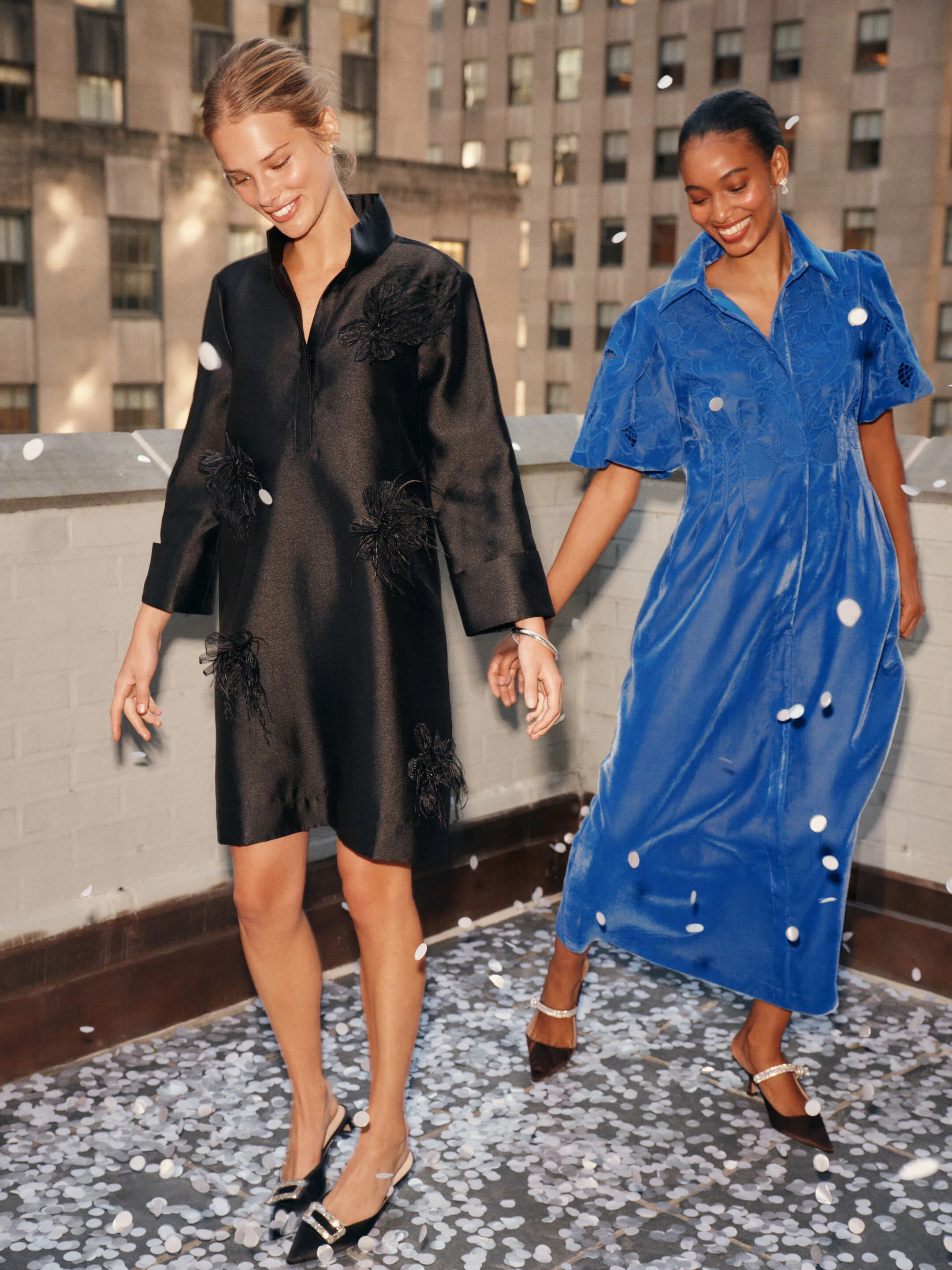 Black Embellished Dupioni Megan Dress | Tuckernuck (US)