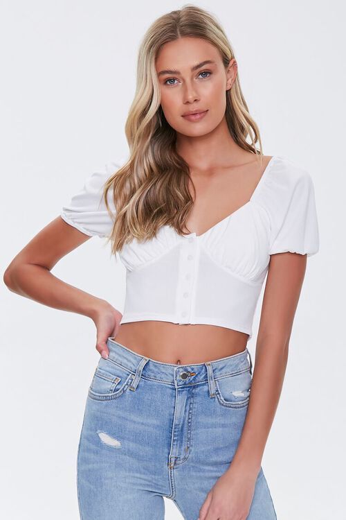 Puff-Sleeve Crop Top | Forever 21 (US)