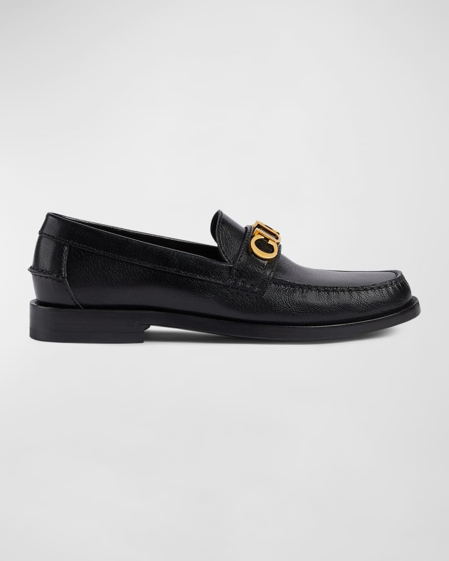Gucci Cara Leather Logo Loafers | Neiman Marcus