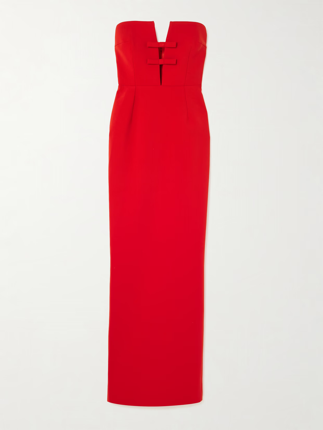 The New Arrivals Ilkyaz Ozel - Noa Strapless Bow-embellished Crepe Gown - Red | NET-A-PORTER (US)
