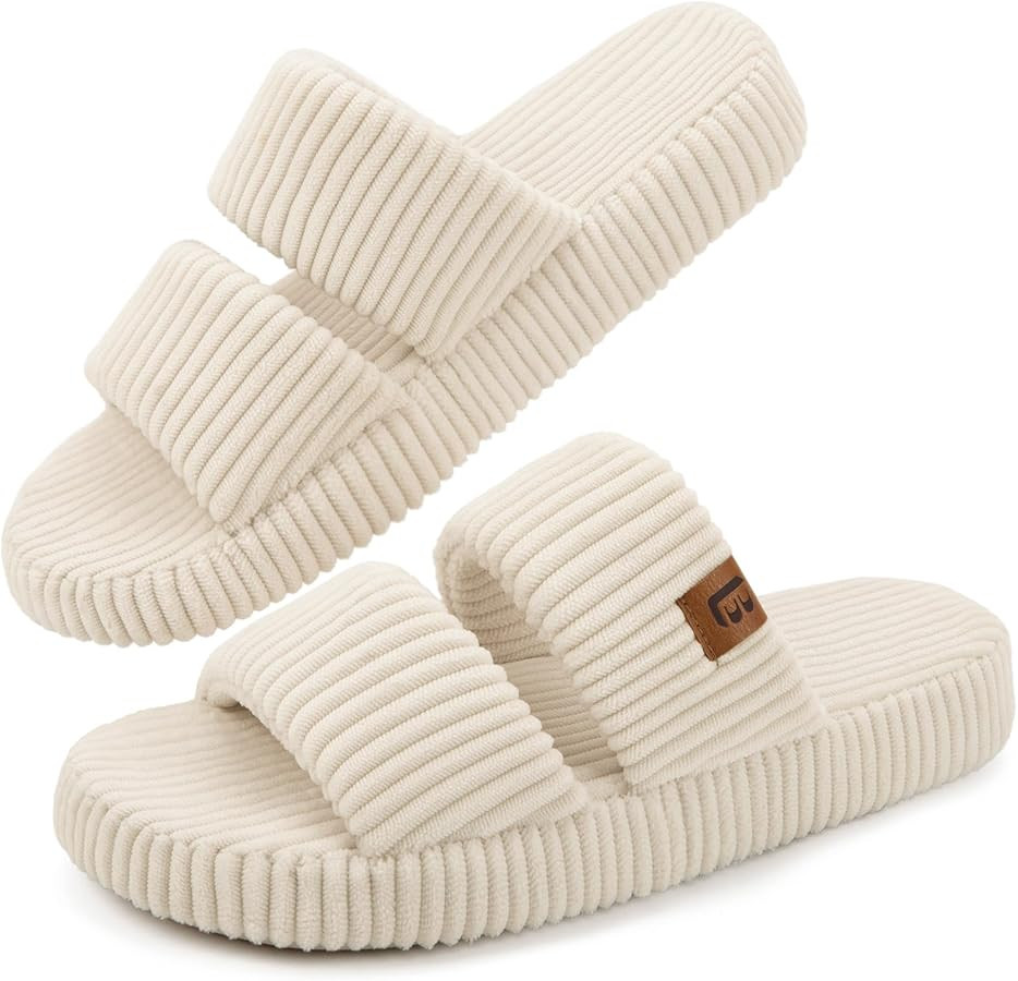 LongBay Slippers for Women Memory Foam Open Toe Slide Indoor House Shoes Slip On Bedroom Comfy Gi... | Amazon (US)