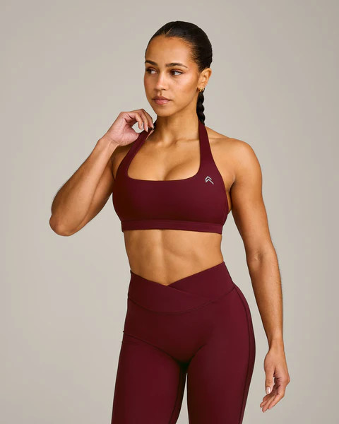 EasyLift™ Halter Bralette with Gray Logo 
 Rosewood | Oner Active (UK / US)