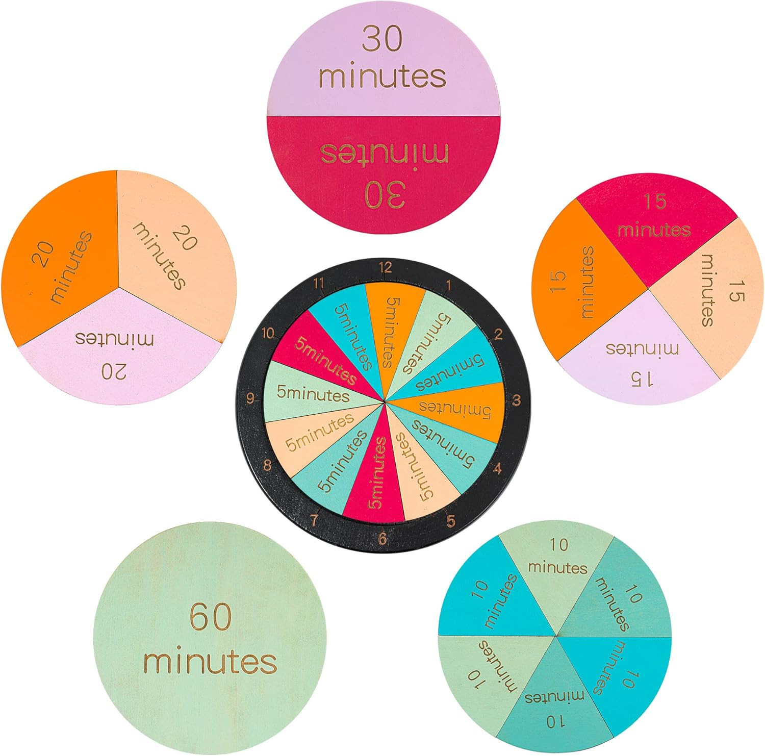 Wooden Montessori Fraction Clock Toy, Math Learning Time Teaching Materials, Set an Hour of Puzzl... | Amazon (US)