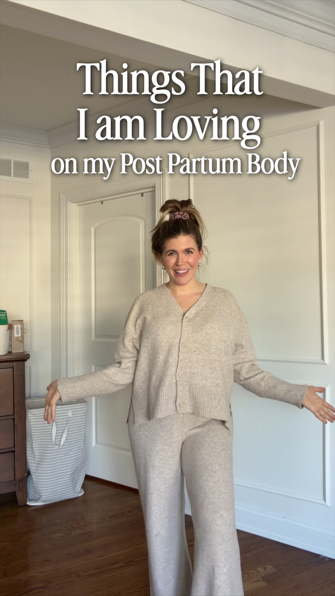 I am LIVING in these sweater sets!!! 
Wearing size L in the pants and M in the tops. 

Postpartum outfits 
Postpartum clothes 
Breastfeeding friendly outfit 
H&M sweater lounge sets

