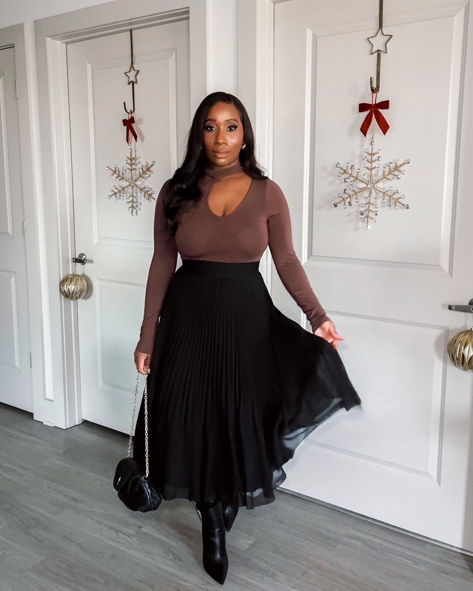 Simple elevated styles! 🤎 Similar bodysuit linked, and small in the skirt. 

Style inspo, outfit inspo, elevated styles, Aritzia 

#LTKootd #LTKSeasonal #LTKHoliday