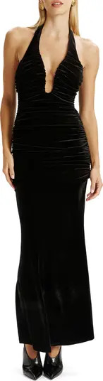 Bardot Elvira Velvet Halter Gown | Nordstrom | Nordstrom