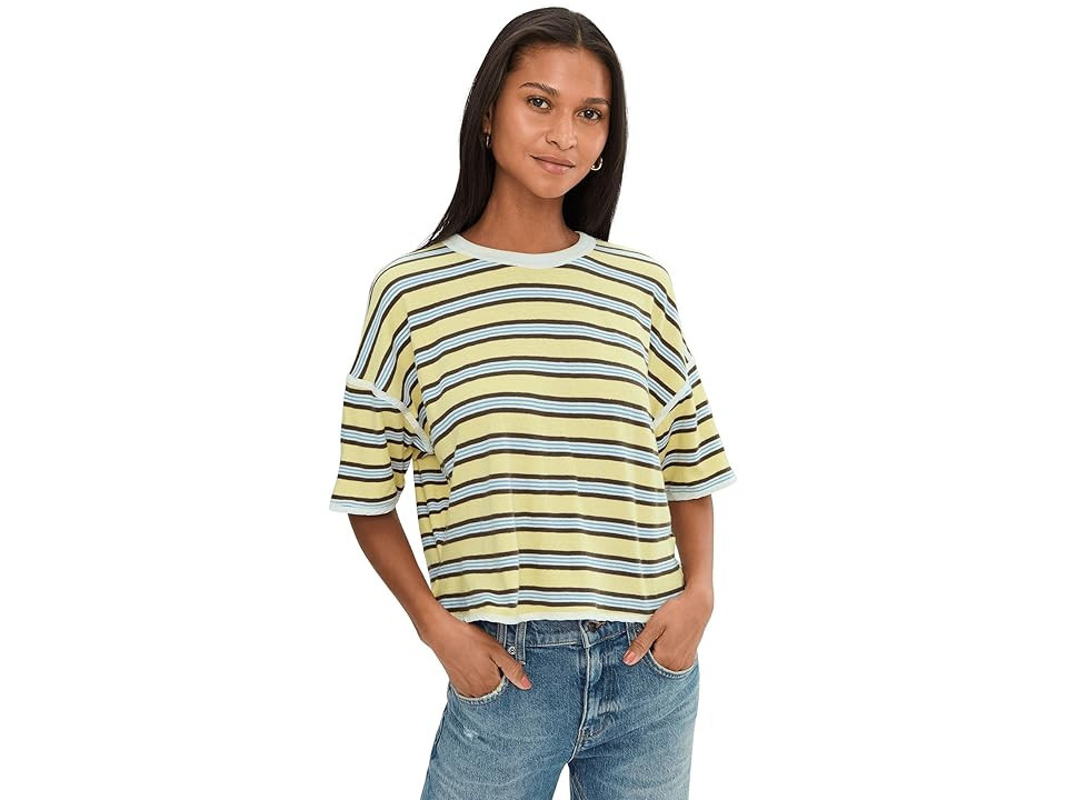 Free People We The Free Clean Rugby Tee Women's Clothing Yellow Combo: XL (Women's 16) | Zappos.com