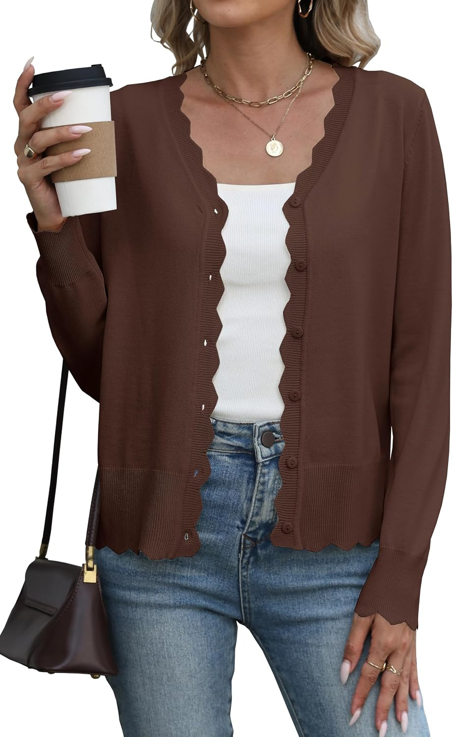 Halife Button Up Cardigans for Women Long Sleeve Lightweight Shrug Sweater | Amazon (US)