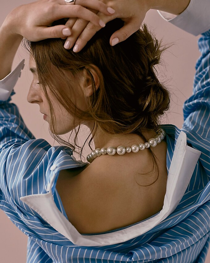 Relaxed-fit cropped cotton poplin shirt in easy stripe | J. Crew US