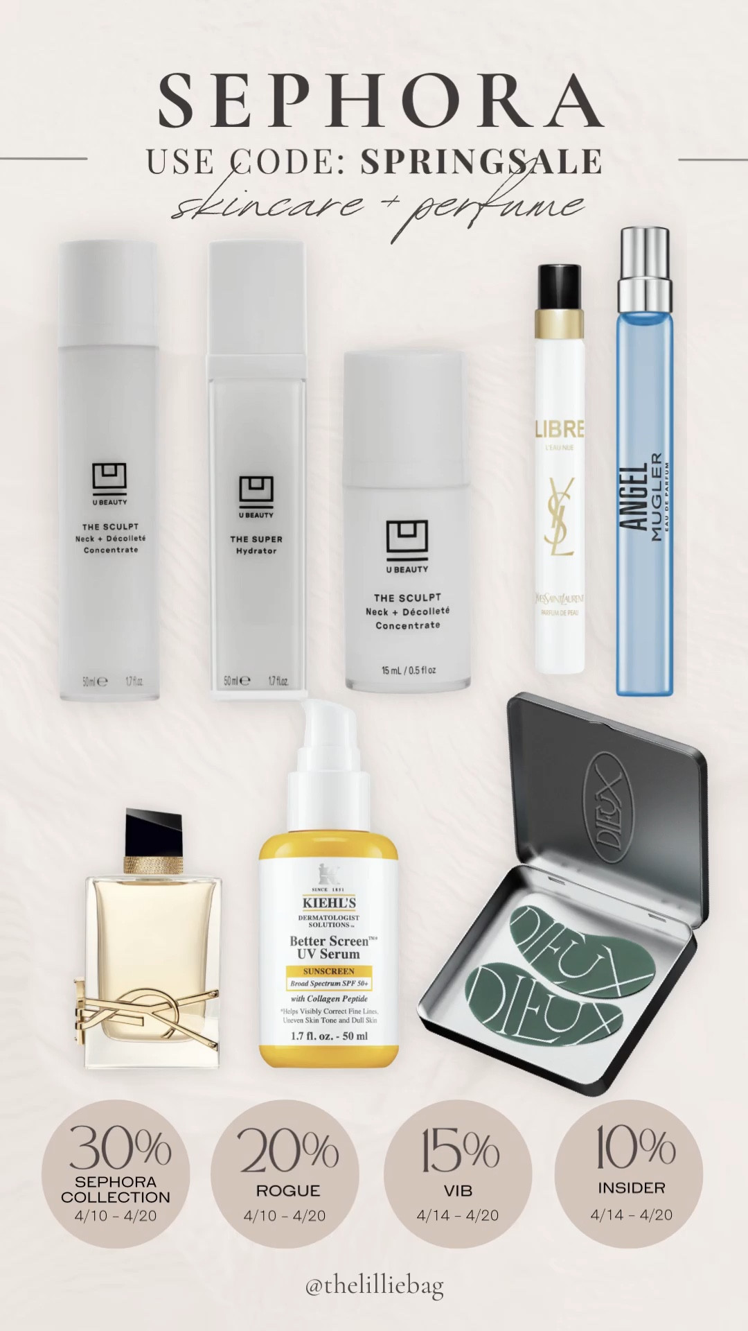 Sephora Spring Sale — skincare + fragrance favorites 🤍✨

These are all my current go-to skincare + perfumes I’ve been using on repeat lately — the staples that keep my skin glowing and smelling so good 🙌🏼

Also… these reusable eye mask patches are SO good 👏🏼 they help everything absorb better and feel amazing (such a game changer in my routine).

Perfect time to restock during the sale!!
• Sephora Collection is 30% off
• Rouge members get 20% off TODAY (first access 👏🏼)
• Sale runs 4/10–4/20

Everything linked on my LTK ✨

skincare routine, fragrance favorites, sephora sale, beauty essentials, glowing skin, reusable eye patches, spring beauty 2026

#LTKBeauty #LTKSaleAlert