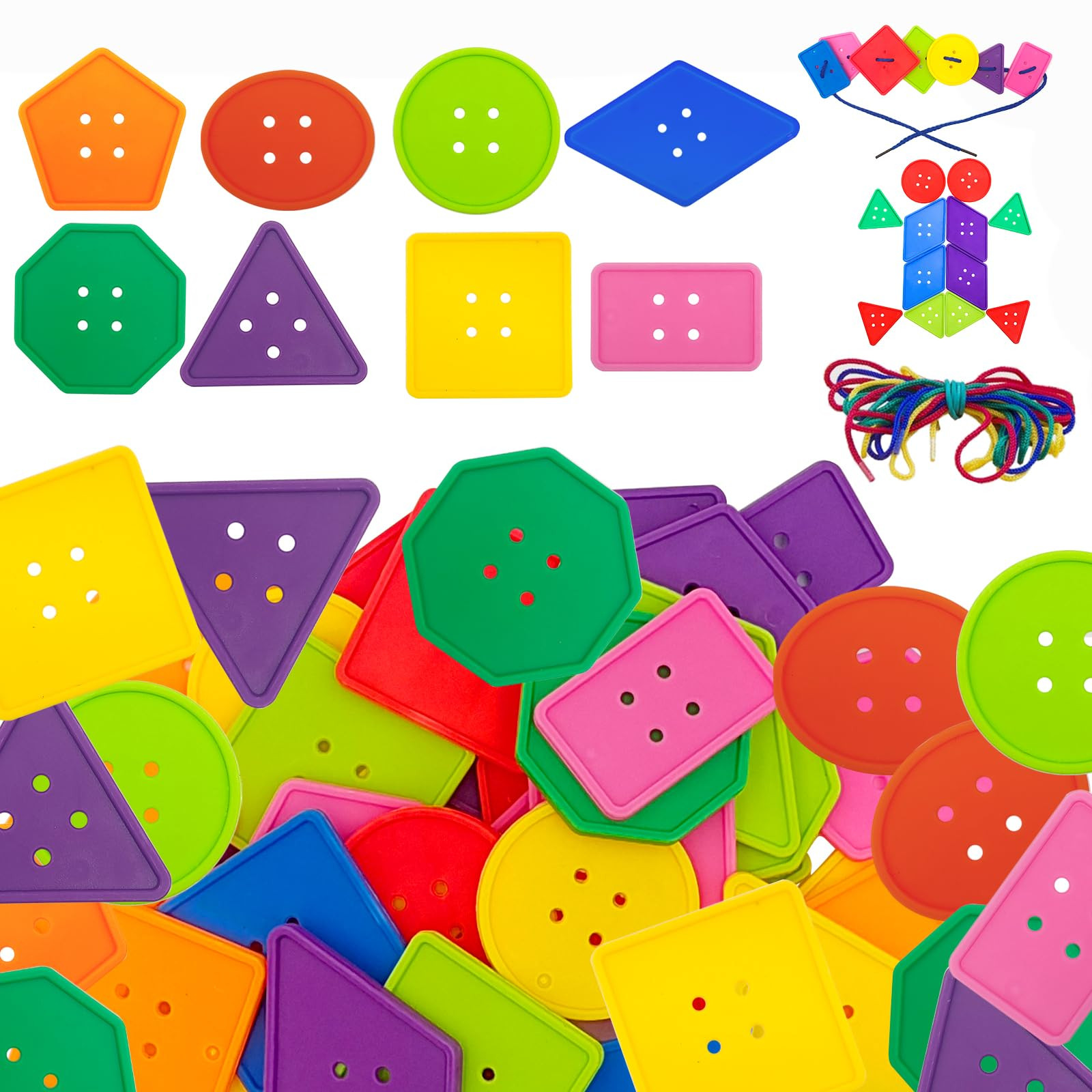 130 Pieces Big Bright Craft Buttons Colorful Large Beads Button Vivid Colors Geometric Shaped But... | Amazon (US)