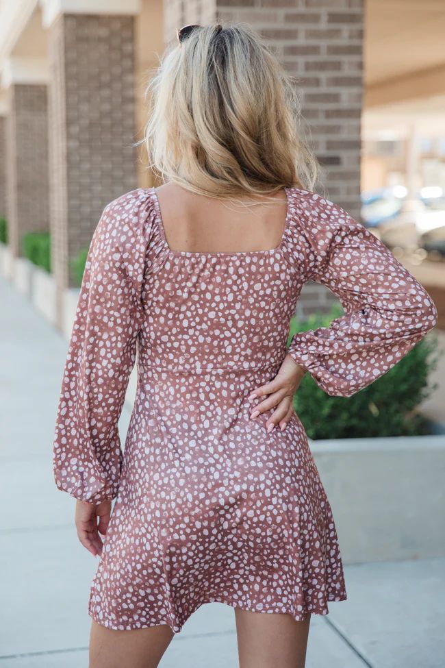 A Simple Song Brown Spotted Knit Dress | Pink Lily