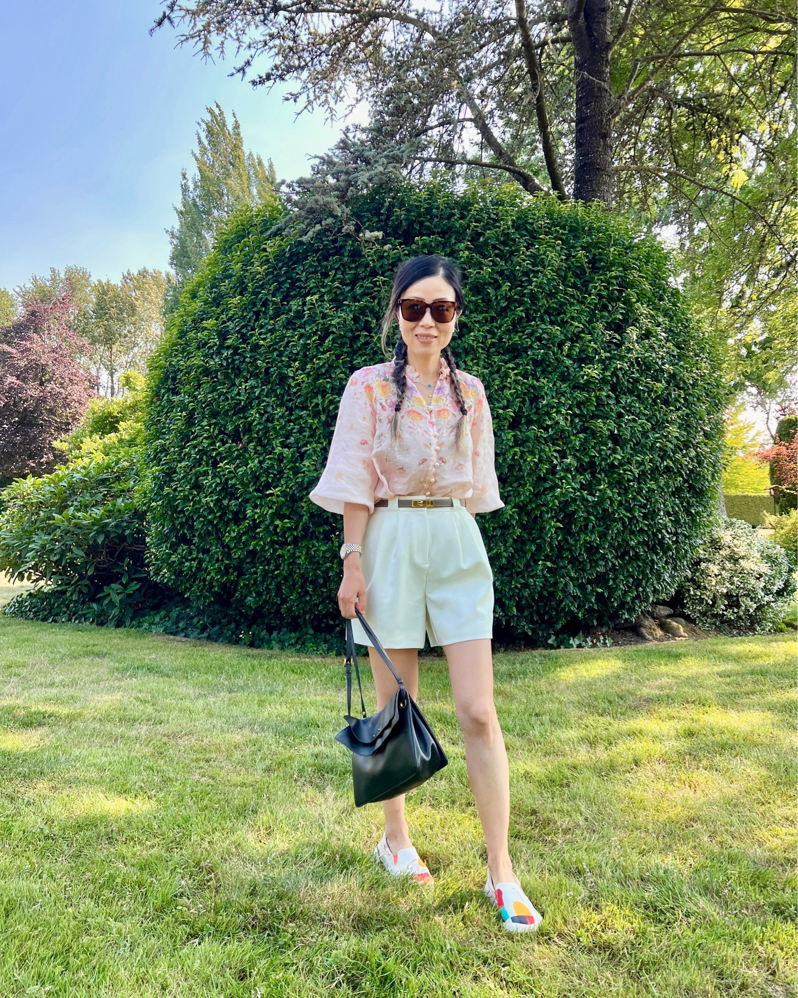 Floral top white shorts floral shoes

#LTKOver40 #LTKootd #LTKmomlife