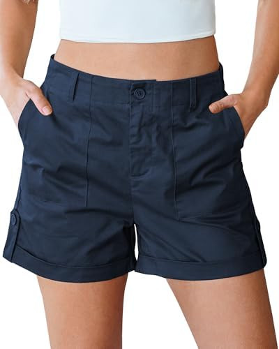 luvamia Shorts for Women High Waisted Dressy Casual Summer Elastic Waist Comfy Rolled Hem Stretch... | Amazon (US)