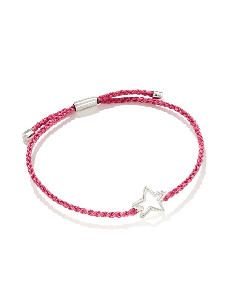 Open Star Sterling Silver Corded Bracelet in Bright Magenta | Kendra Scott