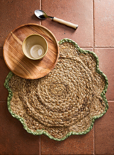 Colourful trim floral braided jute placemat | Simons