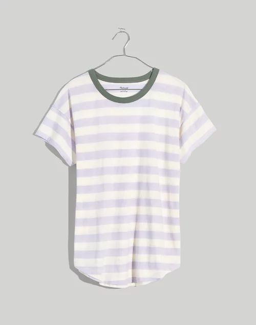 Whisper Cotton Rib-Crewneck Ringer Tee in Thurman Stripe | Madewell