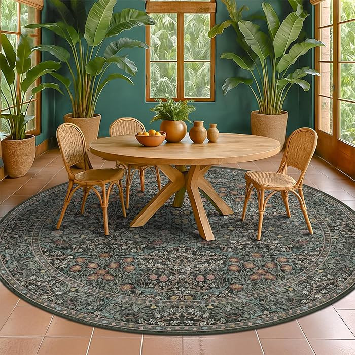 Vintage Washable Round Rugs 8ft, Ultra Soft Large Circle Area Rugs for Living Room, Dining Room U... | Amazon (US)