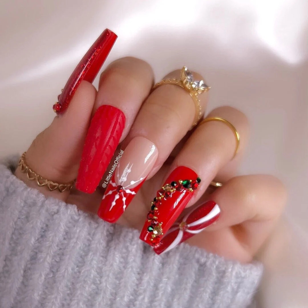 Cute Candy Cane Nails, Christmas Press on Holiday Nails - Etsy | Etsy (US)