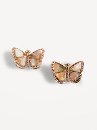 Real Gold-Plated Butterfly Stud Earrings for Women | Old Navy (US)