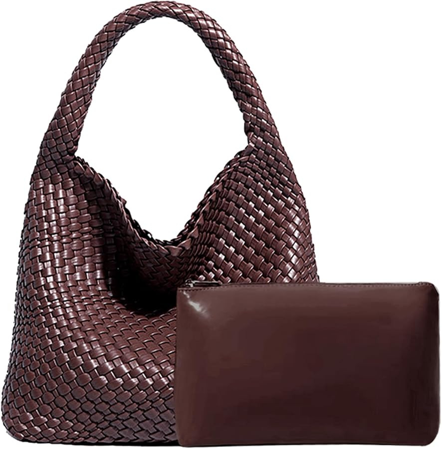 Women Vegan Leather Hand-Woven Tote Handbag Fashion Shoulder Top-handle Bag All-Match Underarm Ba... | Amazon (US)