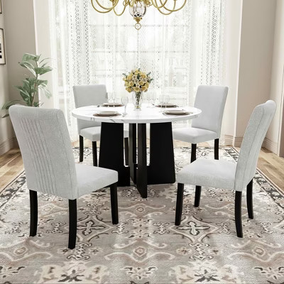 MAYEERTY 5-Piece Round Dining Set, 43" Table & 4 Upholstered Chairs | Target