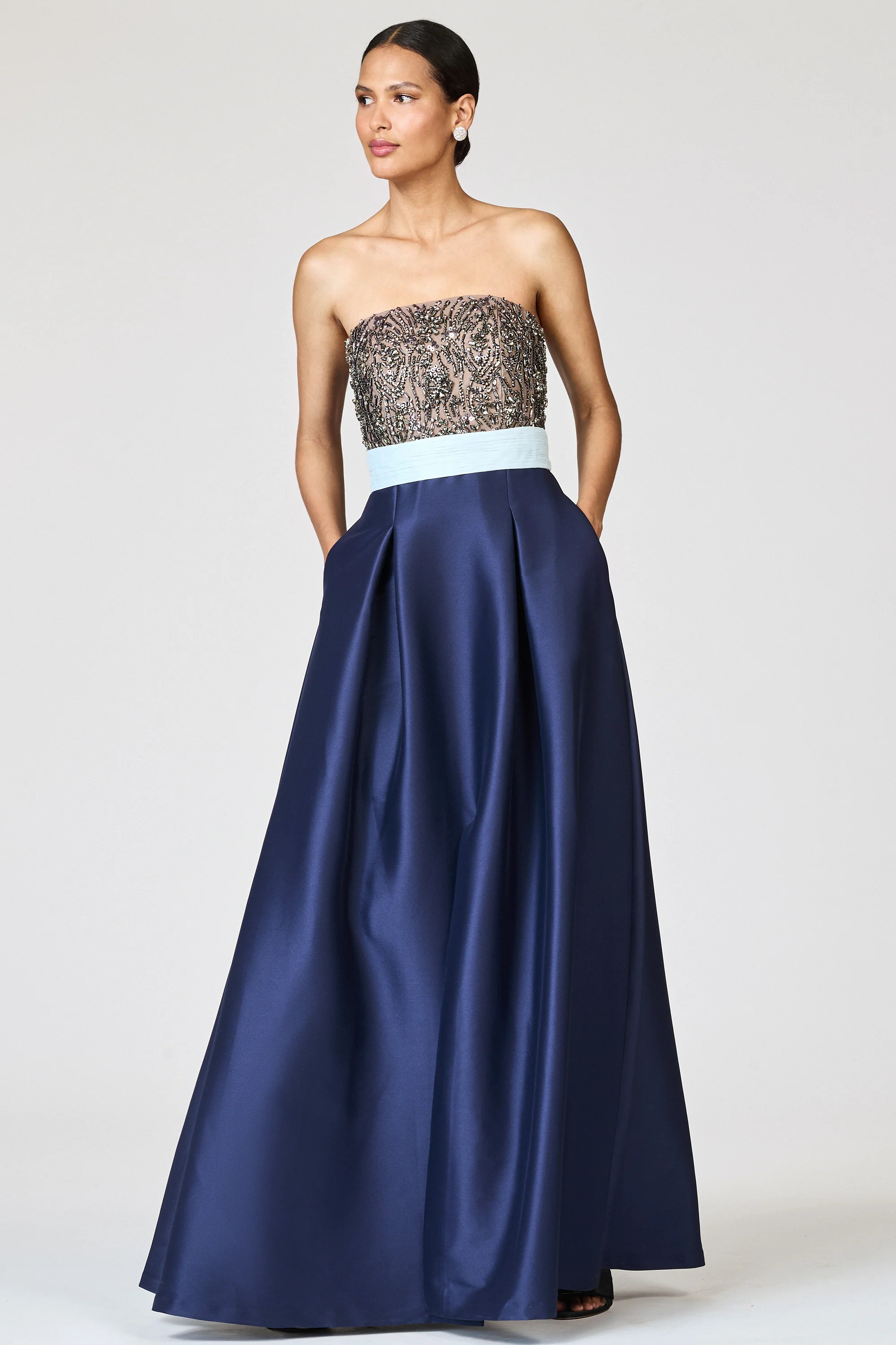 COLETTE GOWN - SILVER/NIGHT SKY | Sachin and Babi