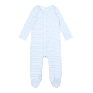unisex pima powder blue stripe footie | minnow