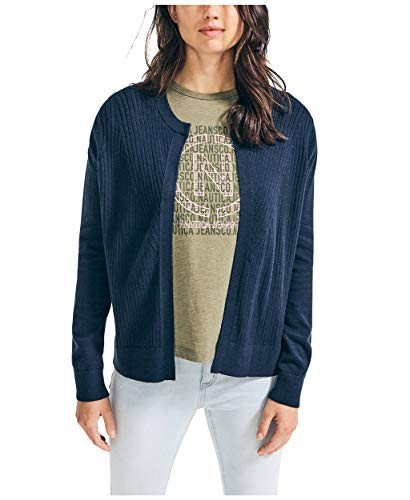 Nautica Womens Ribbed Open Layering Cardigan Sweater, Navy Seas, X-Small US | Amazon (US)