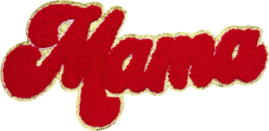 1Pcs 10 Inch Mama Chenille Iron on Patches with Glitter Edged, Perfect Iron on Letters for Clothi... | Amazon (US)