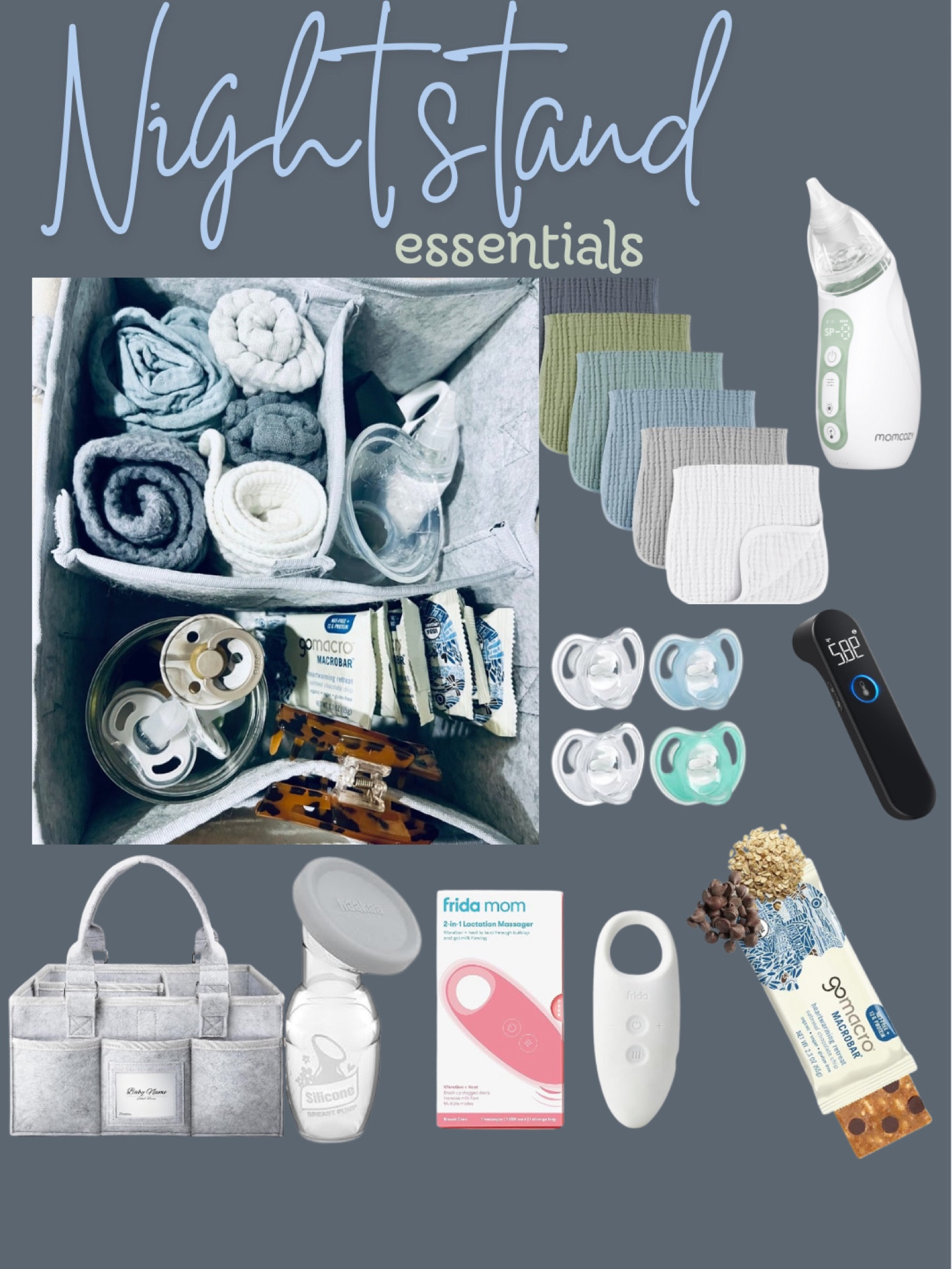 newborn mama nightstand essentials! all the things that keep me sane through the night when it comes to midnight feedings (and spit ups) 