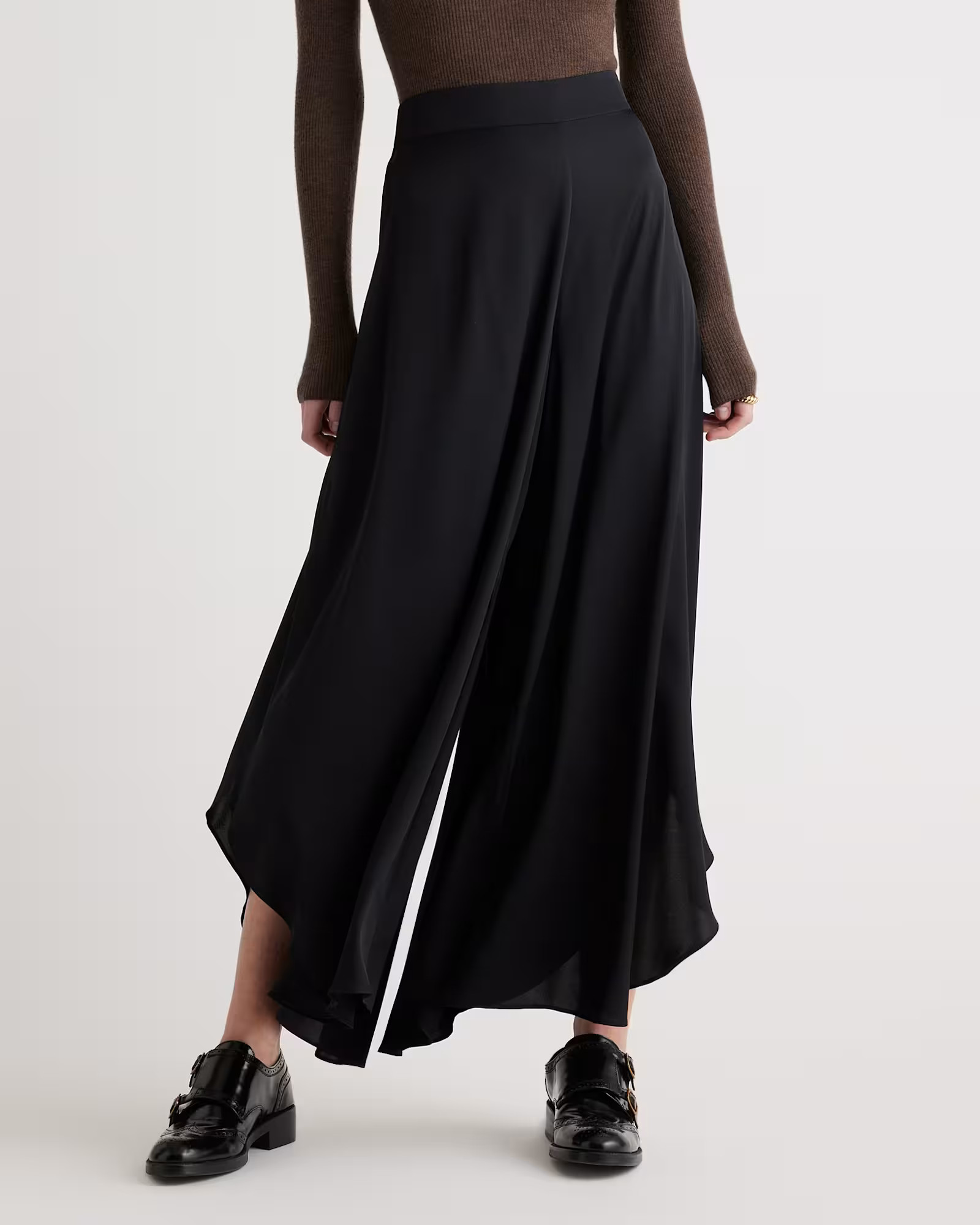 Washable Stretch Silk Palazzo Pants in Black | Quince