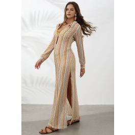 Multicolored Crochet Slit Maxi Cover-Up | Chicwish