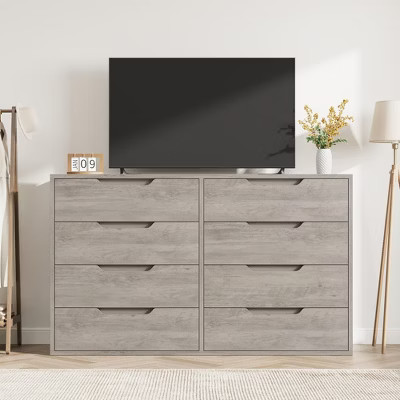 Farmhouse TV Stand with 8 Drawers Storage for 75inch, Grey 55in Wide Entertainment Center, Wooden Storage Cabinet | Target