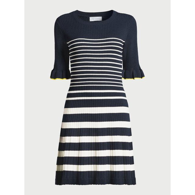 Free Assembly Women’s Mini Sweater Dress with Ruffle Cuffs, Sizes XS-XXL | Walmart (US)