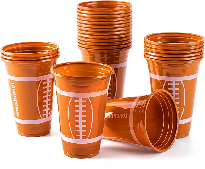JOYIN 24 PCS Party Cups Bulk, 16oz Football Disposable Plastic Cups Holiday Tableware for Footbal... | Amazon (US)