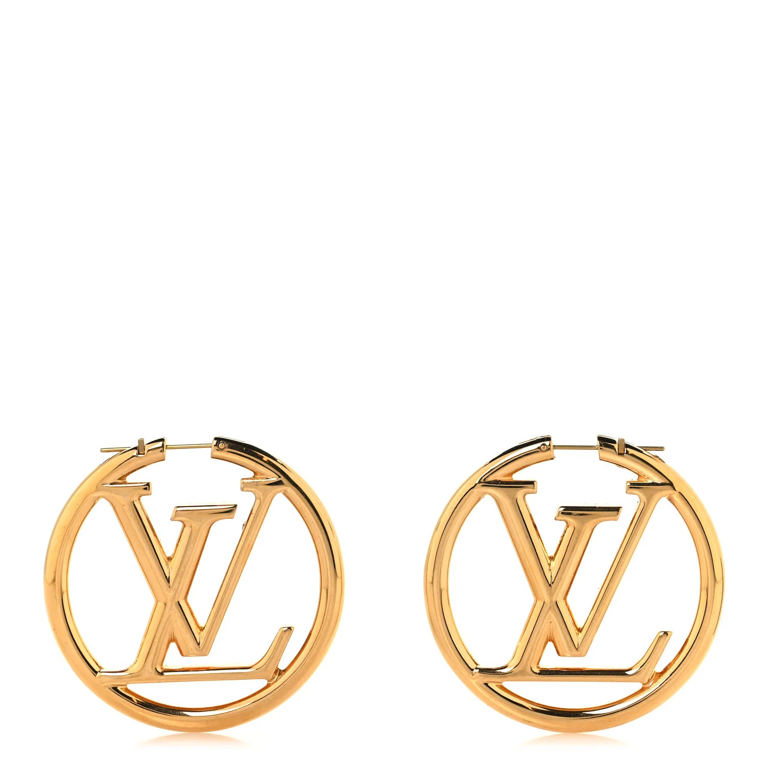 Metal Louise Hoop Earrings Gold Gold | FASHIONPHILE (US)