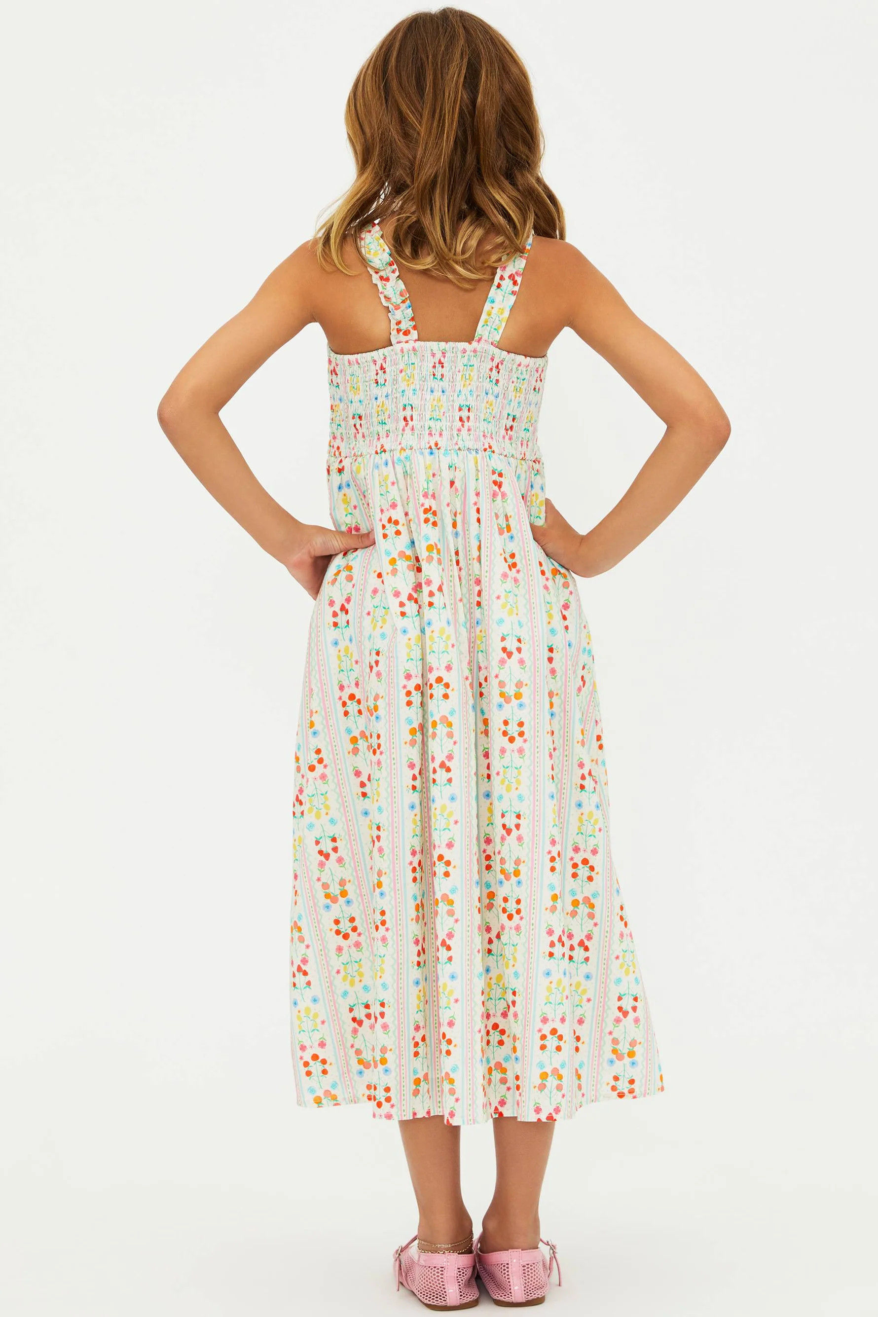 Little Cari Dress Fruit Blooms | Girls Ivory Floral Maxi Dress | Beach Riot | Beach Riot