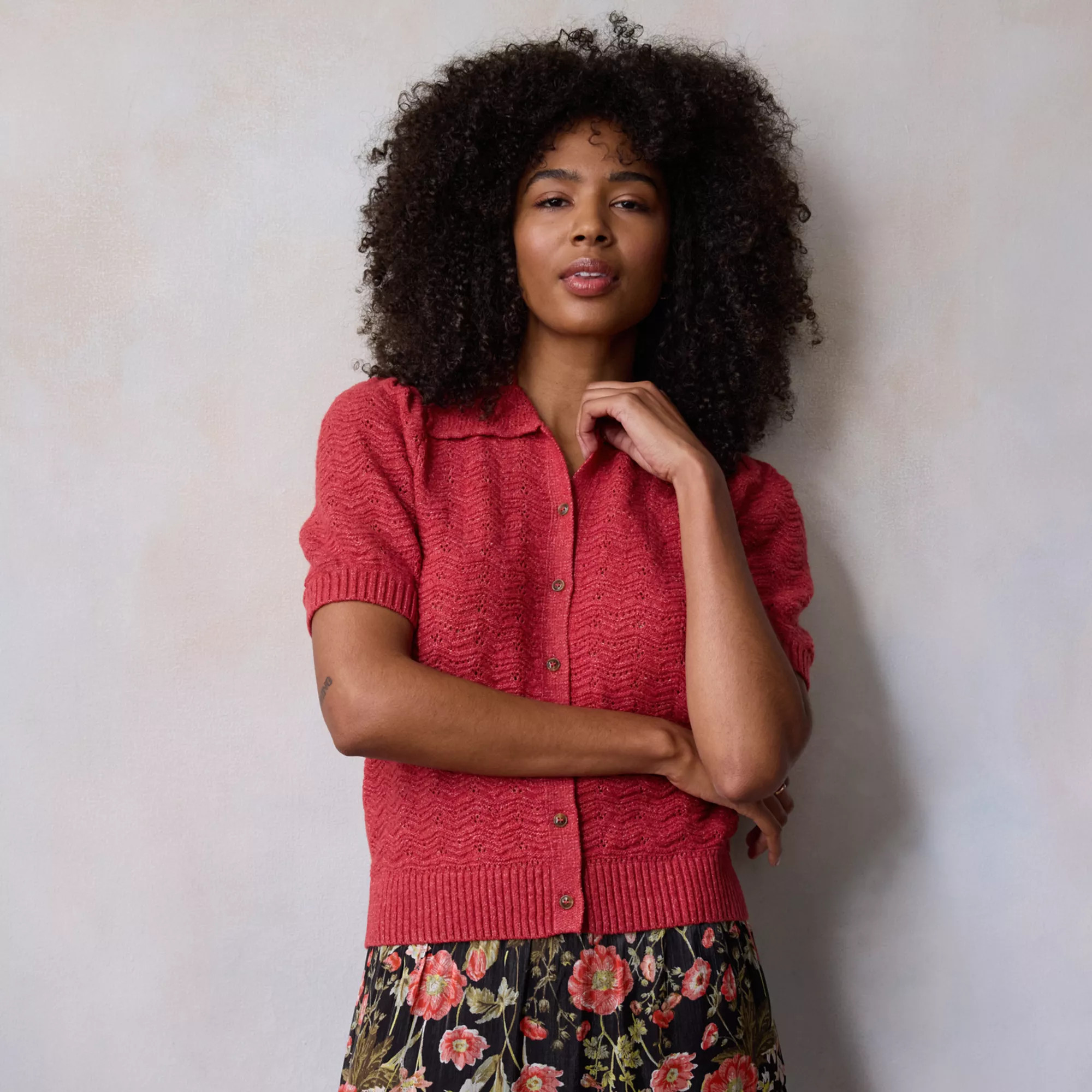 Women's LC Lauren Conrad Short Sleeve Pointelle Cardigan | Kohl's