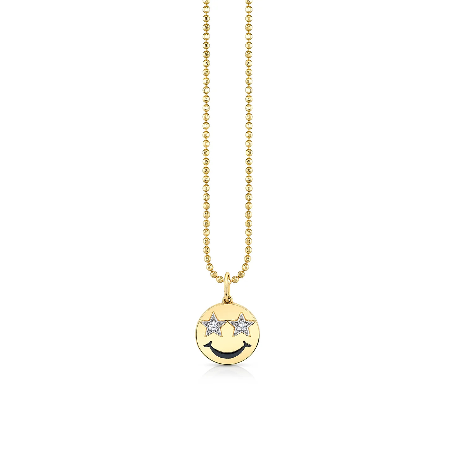 Gold & Diamond Star Eyes Happy Face Charm | Sydney Evan