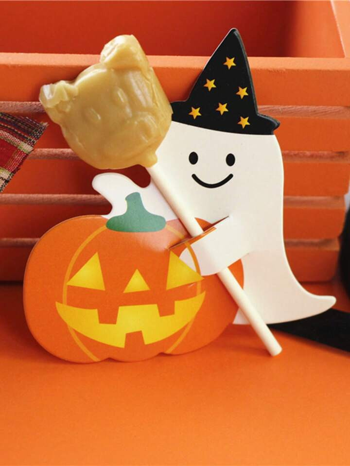 50pcs/Set Halloween Pumpkin Lollipop Decoration Paper Cards, DIY Party Supplies, Lollipop Holder ... | SHEIN