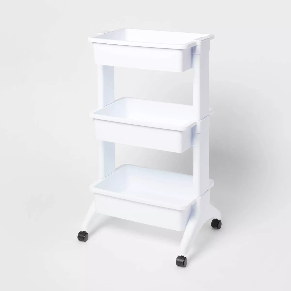 3 Tier Utility Cart White - Brightroom™: Portable Rolling Storage with Wheels, Universal Organi... | Target