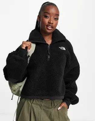 The North Face Platte Sherpa 1/4 zip cropped fleece in black | ASOS (Global)