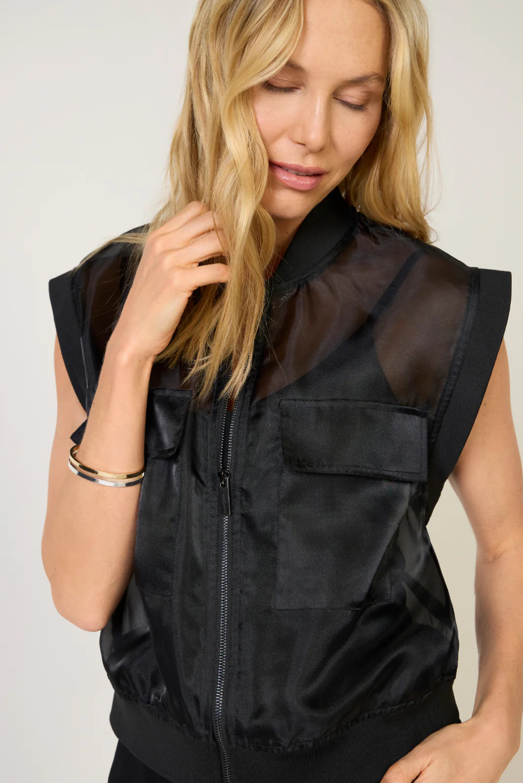 SANCTUARY Women's Organza Vest, Size XS, Black | Evereve