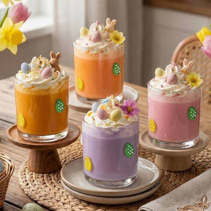 4 Pack Easter Icon Glass Cups 14oz Colorful Eggs Icon Juice Glasses Double Old Fashioned Hand Blo... | Amazon (US)